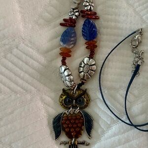 Christopher & Banks Blue and Yellow Owl Necklace